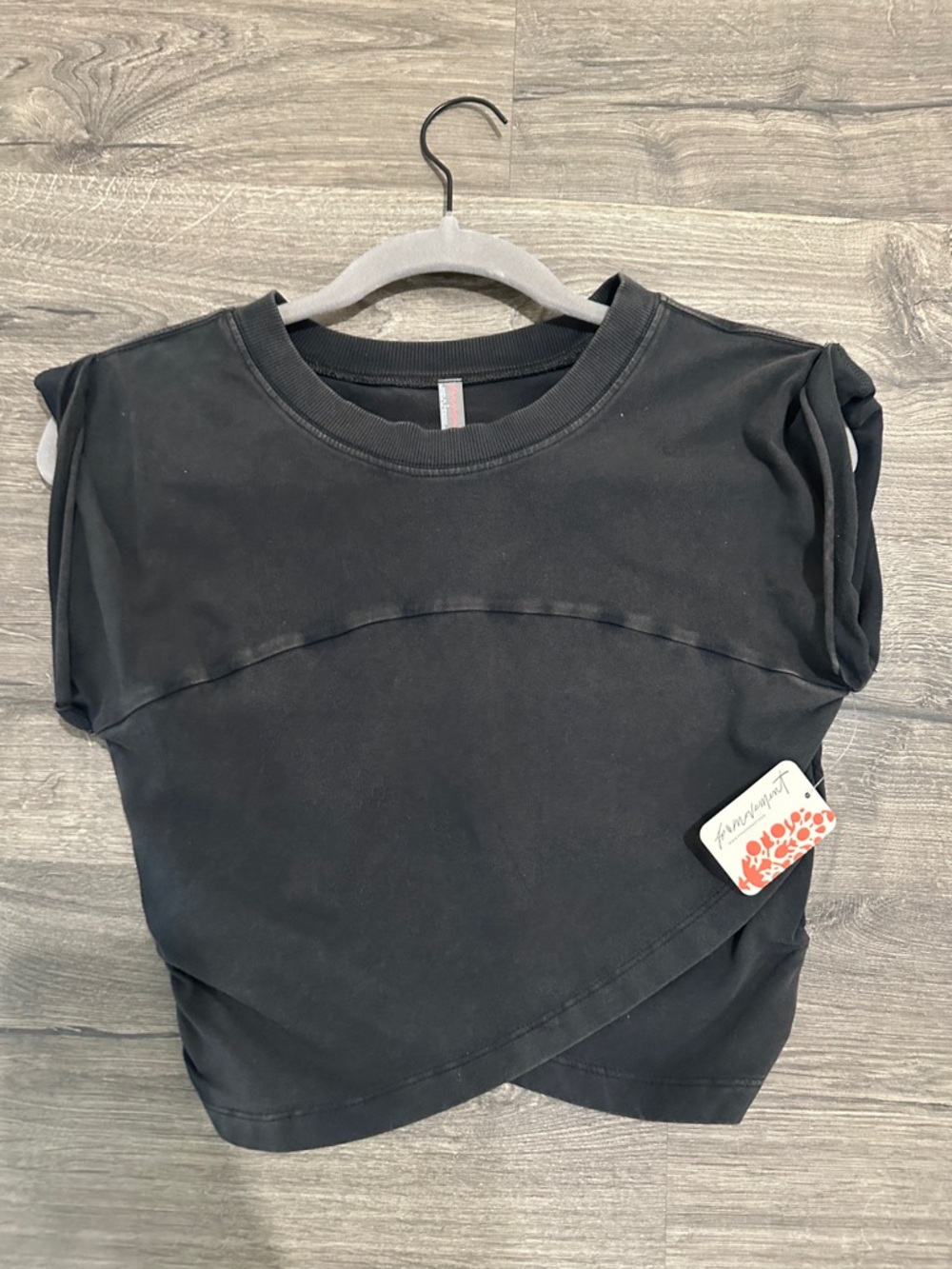 Free People Movement Hot Shot Crossover Black Cropped Tee (TOP ONLY) - Picture 3 of 5